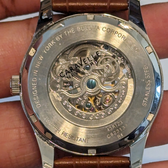 Caravelle Grey/Leather Automatic Watch - Picture 3 of 6